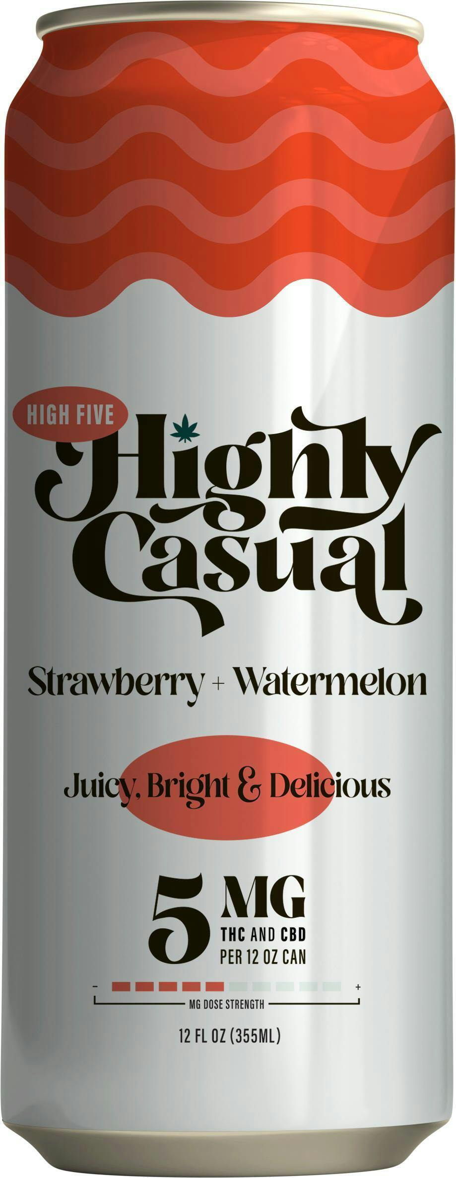 Highly Casual | Strawberry Watermelon | 5mg THC 5mg CBD Infused Drink