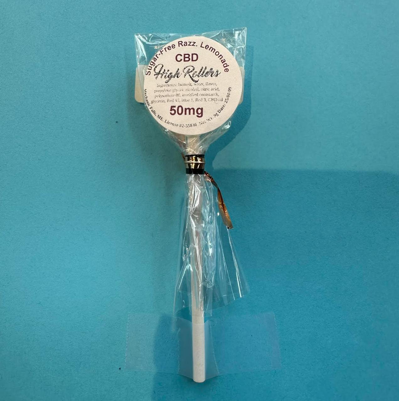 High Rollers - CBD Lollipop - Raspberry Lemon - 50mg at High Rollers (MED + RECREATIONAL)