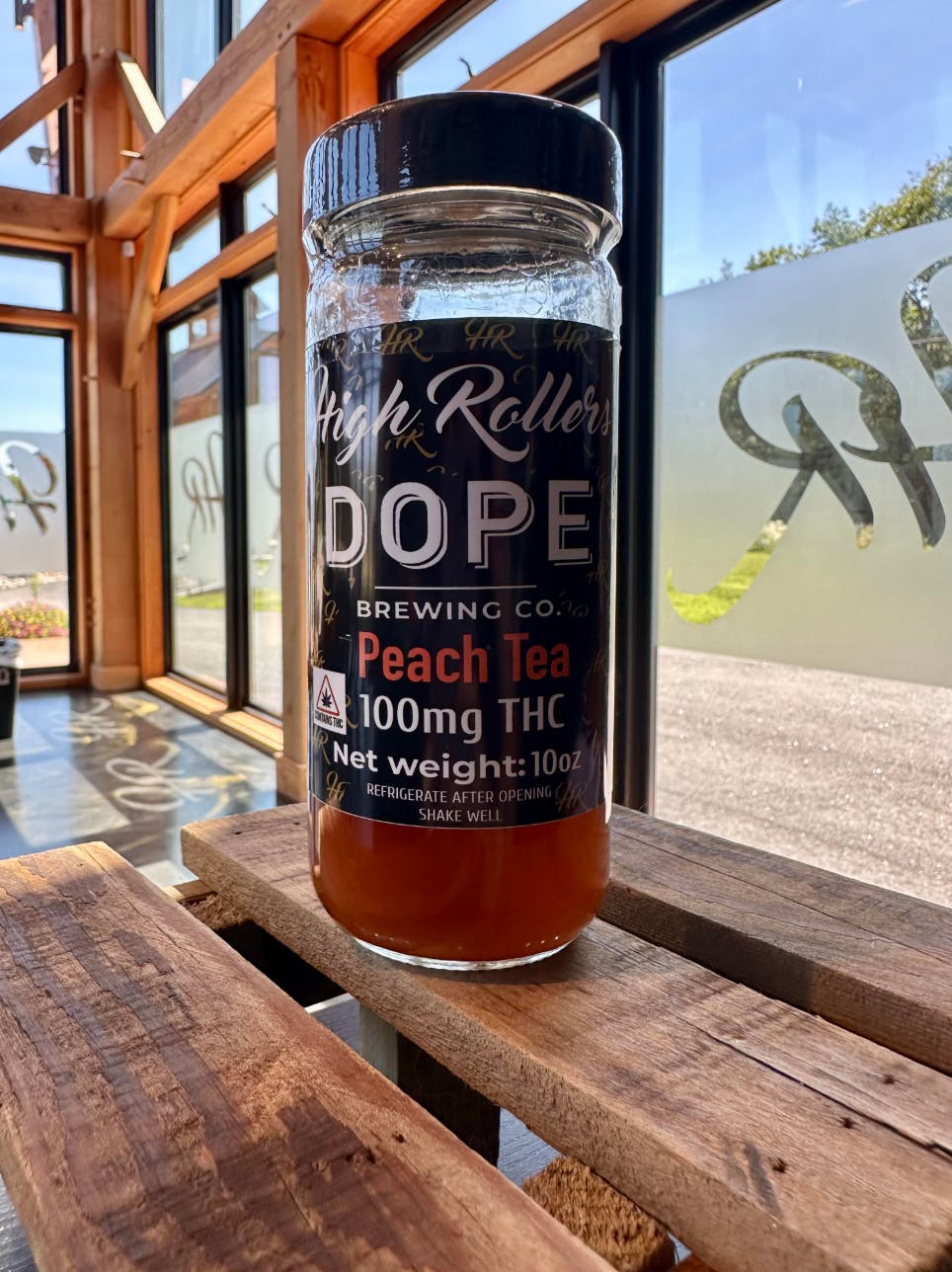 High Rollers - Dope Brewing Infused Beverage - Peach Tea - 100mg at High Roller Cannabis Club