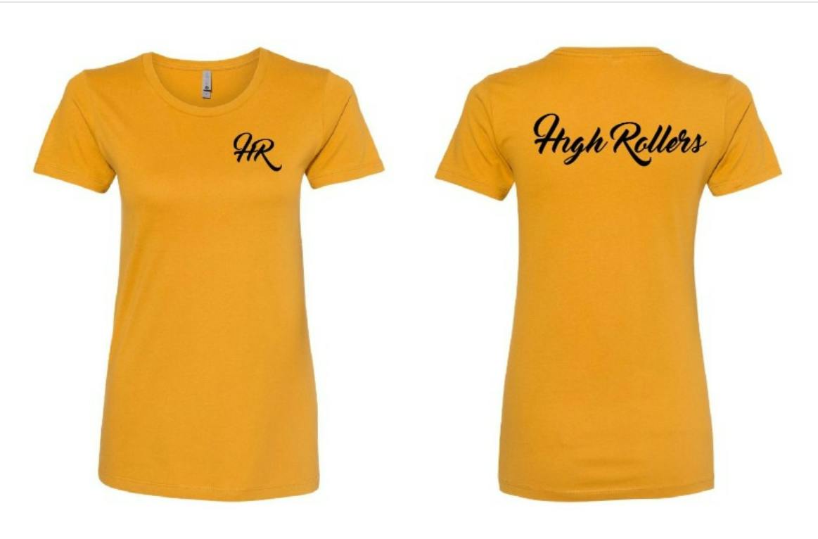 High Rollers - Old Gold Tee Shirt at High Roller Cannabis Club