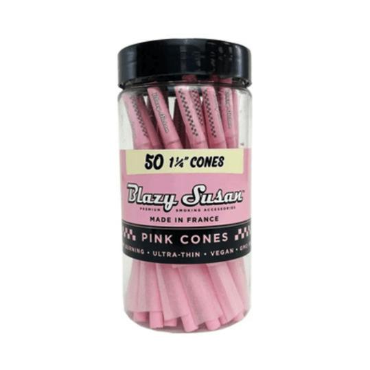Blazy Susan Pink Paper PreRolled Cones - 1 1/4 Size 50ct
