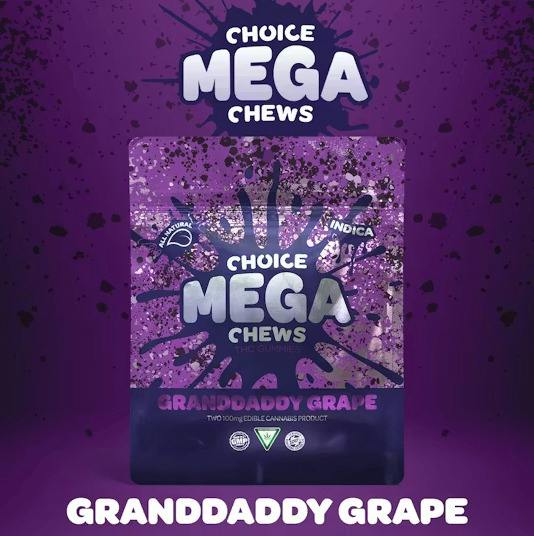 Choice Mega Chews 200mg Indica Gummies - Granddaddy Grape