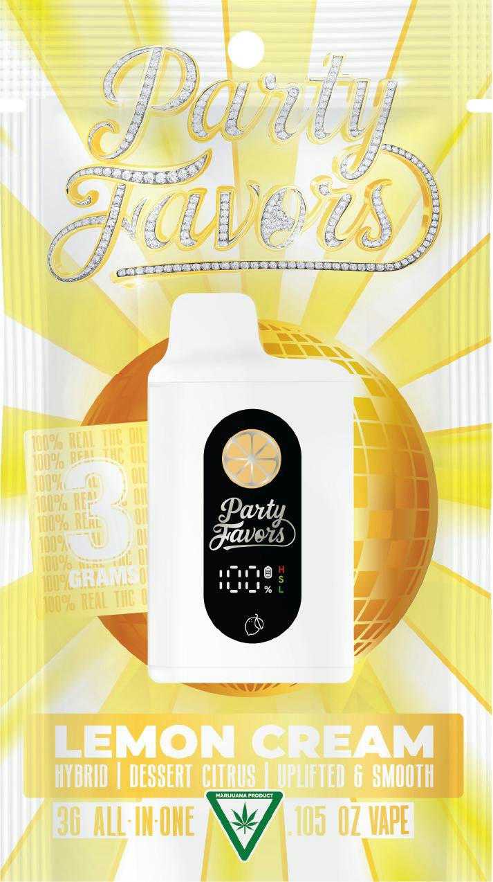 Party Favors 3g Distillate All-in-One Vape - Lemon Cream