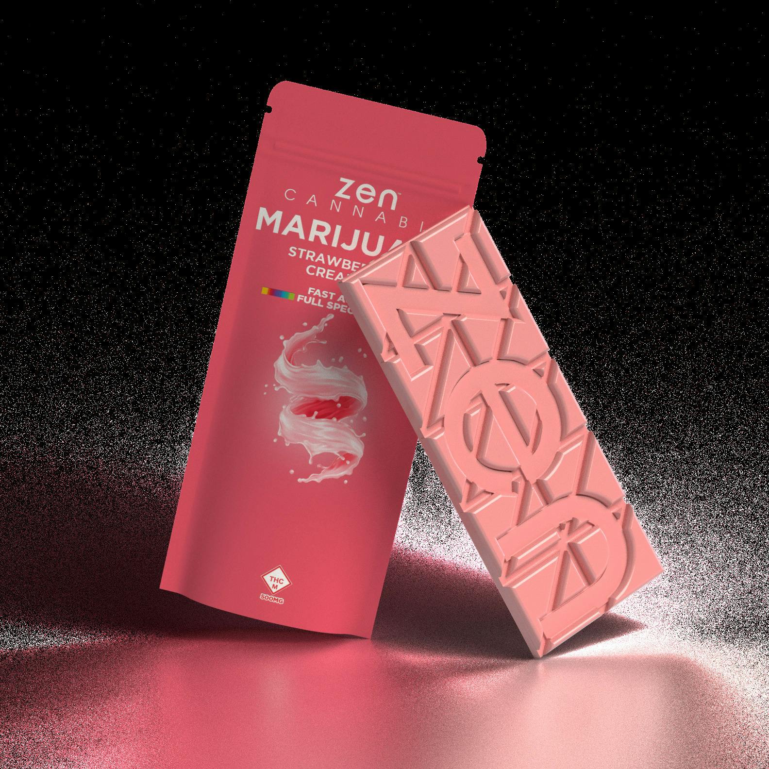 Zen | White Chocolate Bar | Strawberries & Cream 500mg