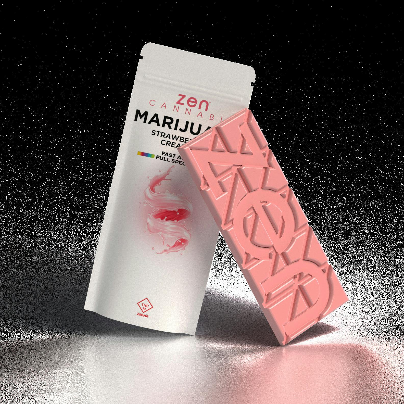 Zen | White Chocolate Bar | Strawberries & Cream 250mg