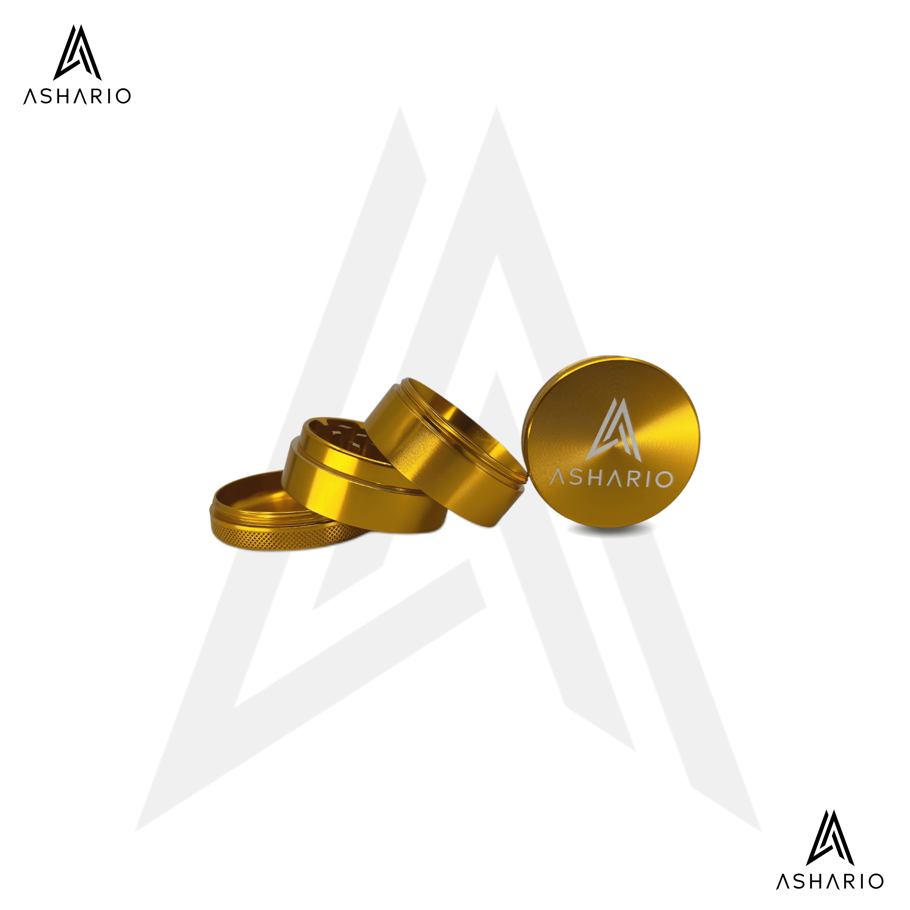 Ashario Aluminum Grinder Medium 4pc - Gold