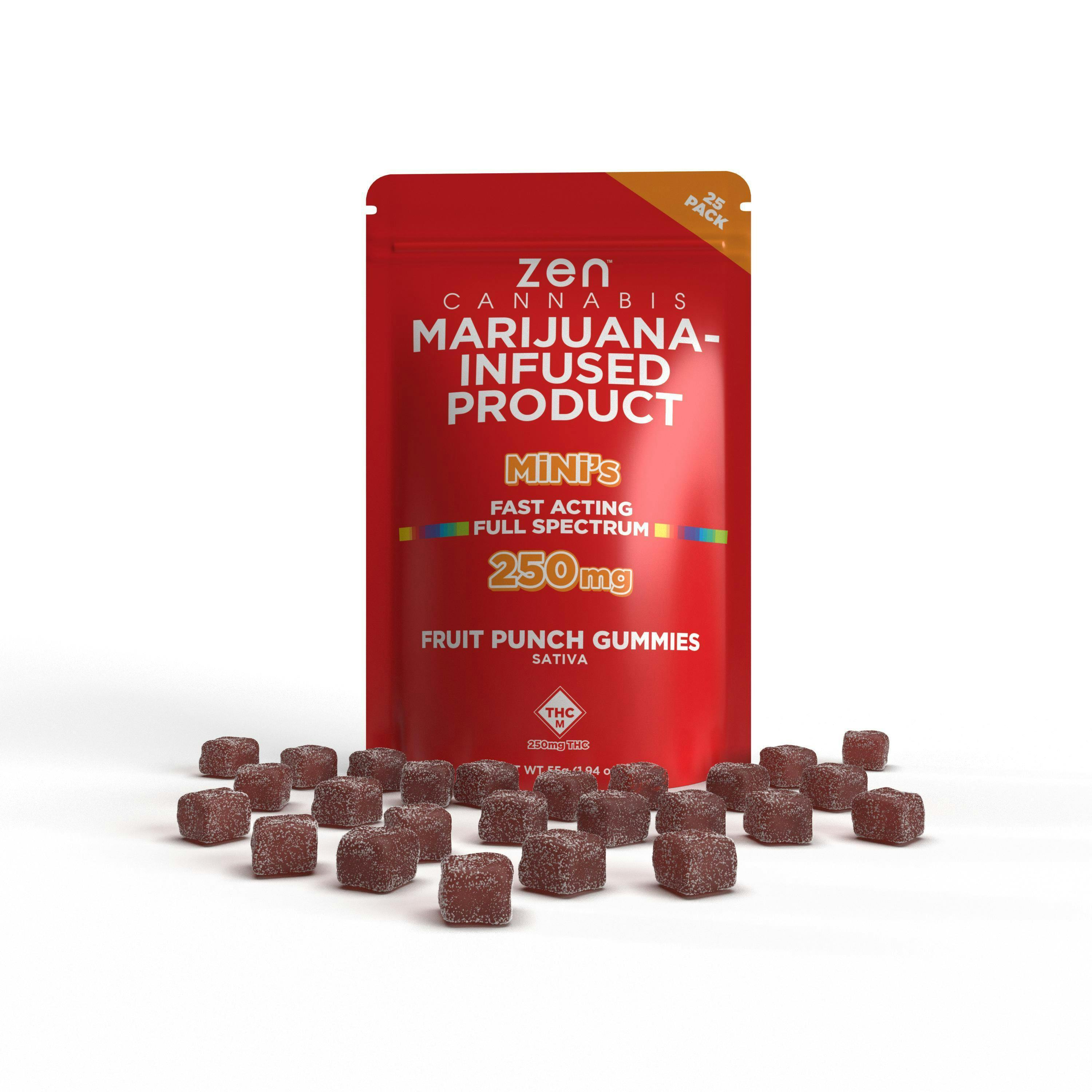 Zen: Mini Sativa Gummies | Fruit Punch at Greenlight Dispensary Hayti