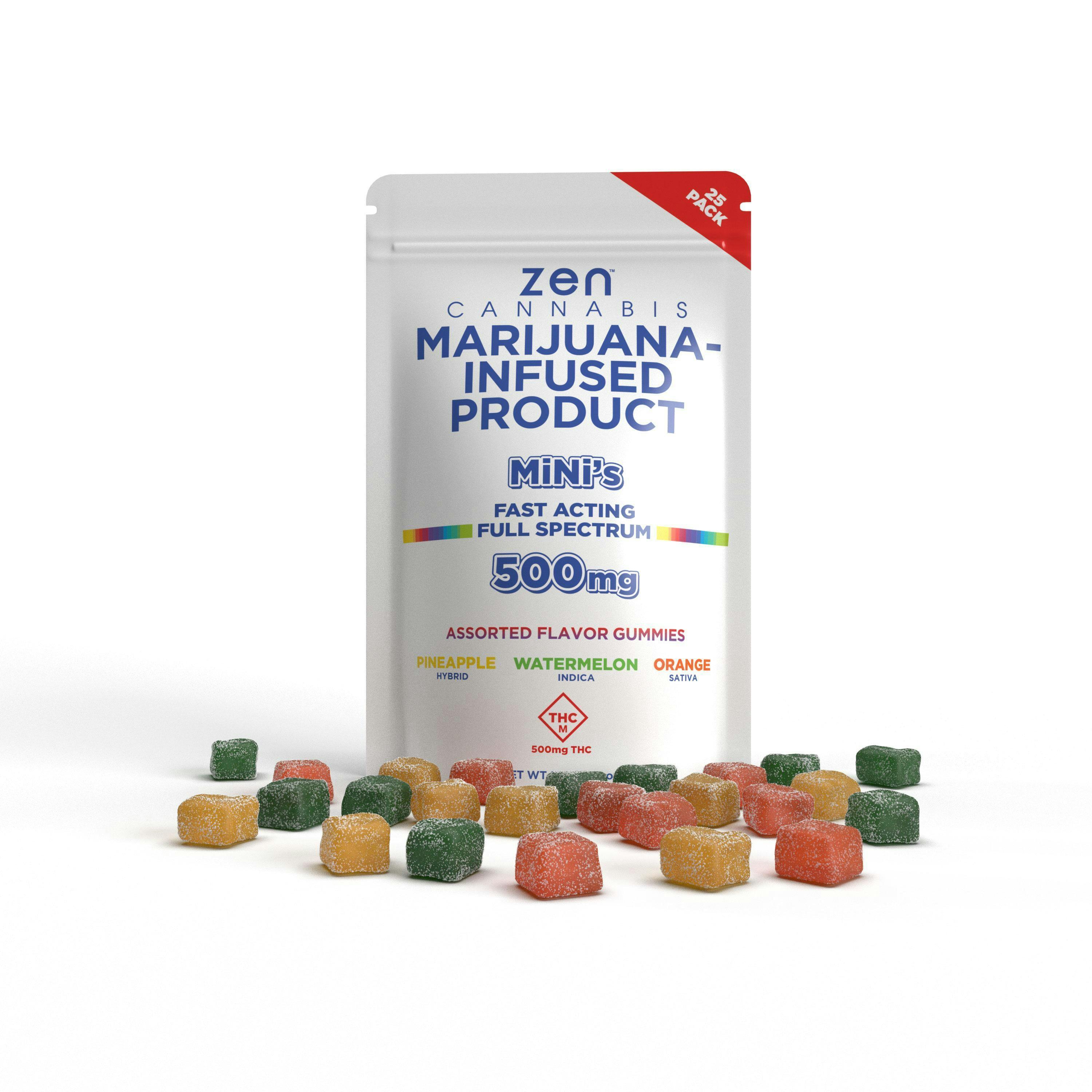 Mini Assorted Flavor Gummies (500mg) at Greenlight Dispensary Hayti