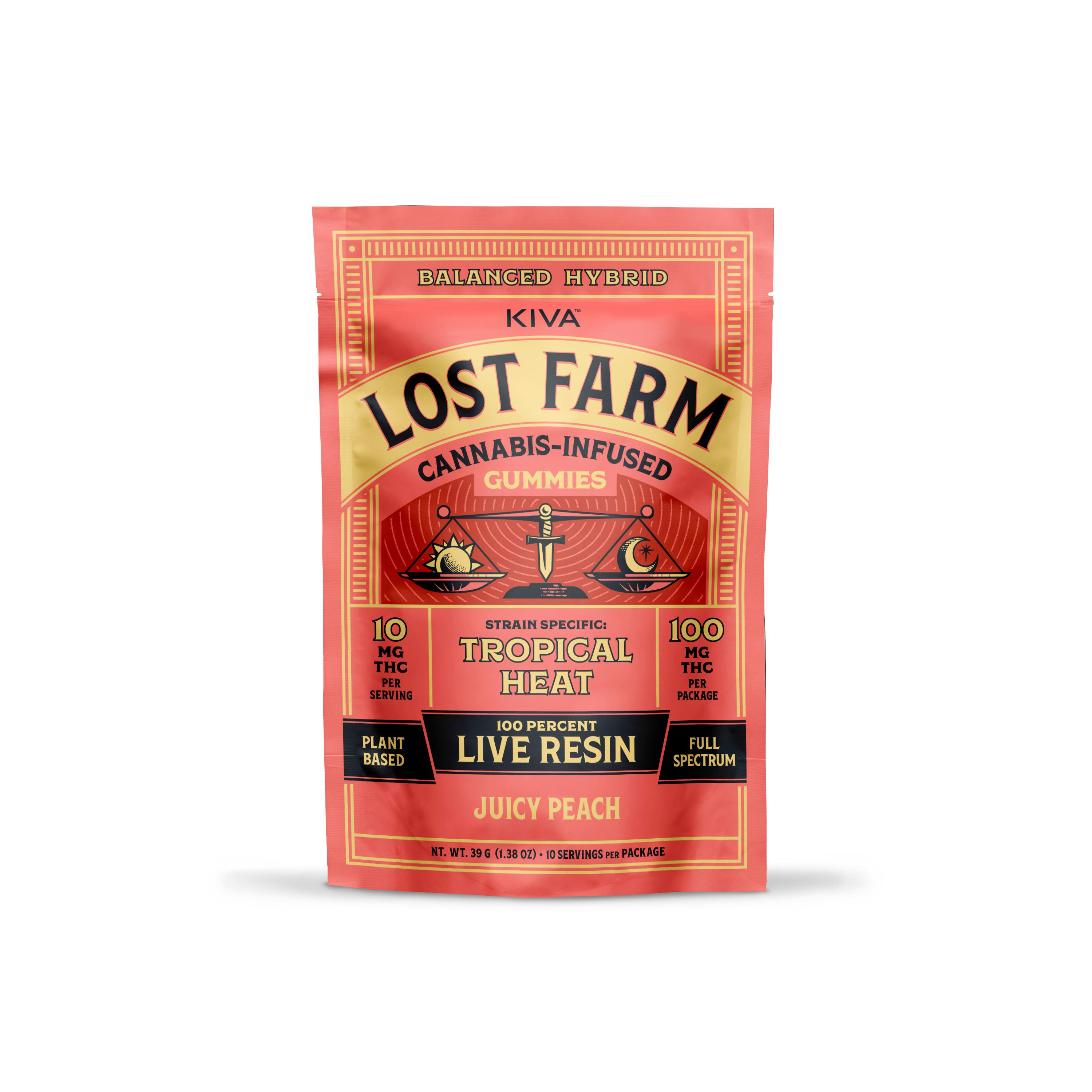 Lost Farm Live Resin Juicy Peach X Tropical Heat Gummies 100mg (10-Pack | 10mg Each)