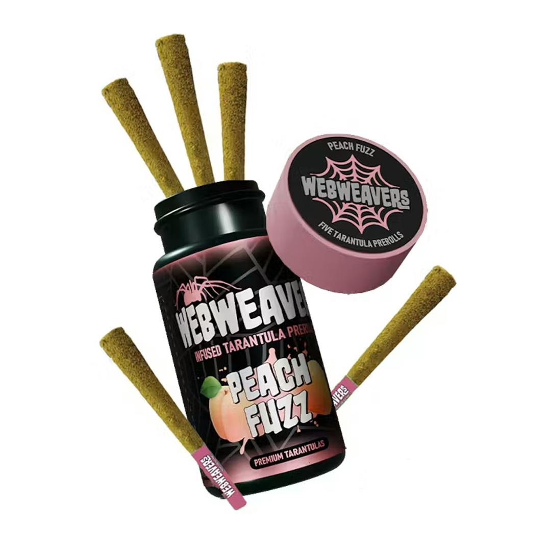 WEBWEAVERS | PEACH FUZZ INFUSED MINI TARANTULAS 0.5G X 5PK | PREROLLS | 2.5G