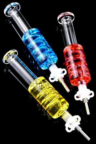 Gear - Colorful Fluid Filled Coil Glass Dab Straw