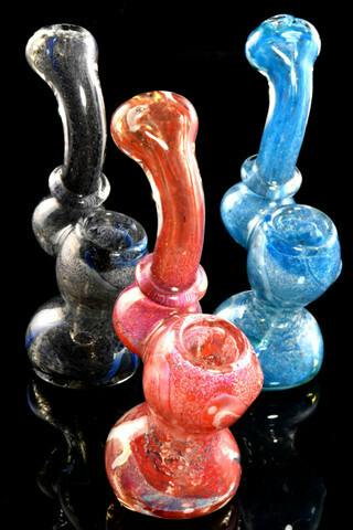 Mini Silver Fumed Frit Glass Sherlock Bubblers