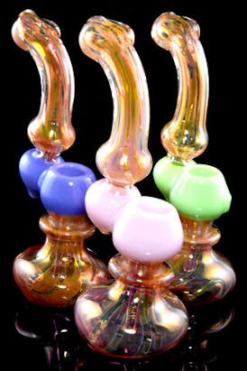 Gear - Gold Fumed Neon Sherlock Glass Bubbler