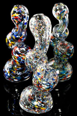 Gear - Mini Colorful Confetti Frit Glass Sherlock Bubbler
