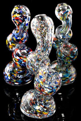 Gear - Mini Colorful Confetti Frit Glass Sherlock Bubbler
