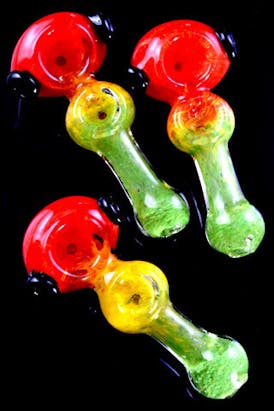 Gear - Rasta Frit Double Bowl Glass Pipe