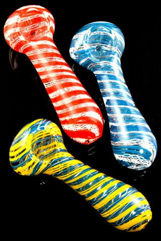 Gear - Clear Spiral Striped Glass Pipe $10.99