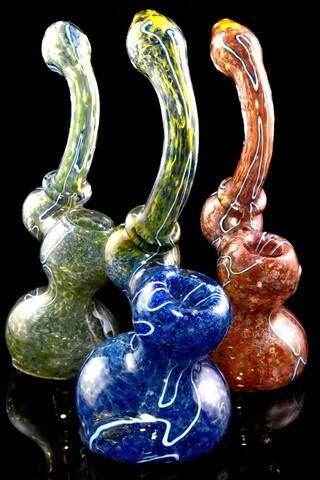 Gear - Small Multicolor Frit Striped Sherlock Glass Bubbler $16.99