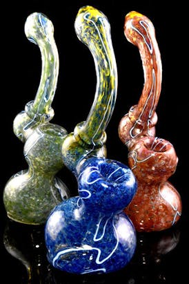 Gear - Small Multicolor Frit Striped Sherlock Glass Bubbler $16.99