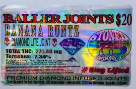 Pre-Roll - Infused - Banana Runtz Diamond Lite Baller Joint .75g by Red Run - 335.53mg - Terps 8%...