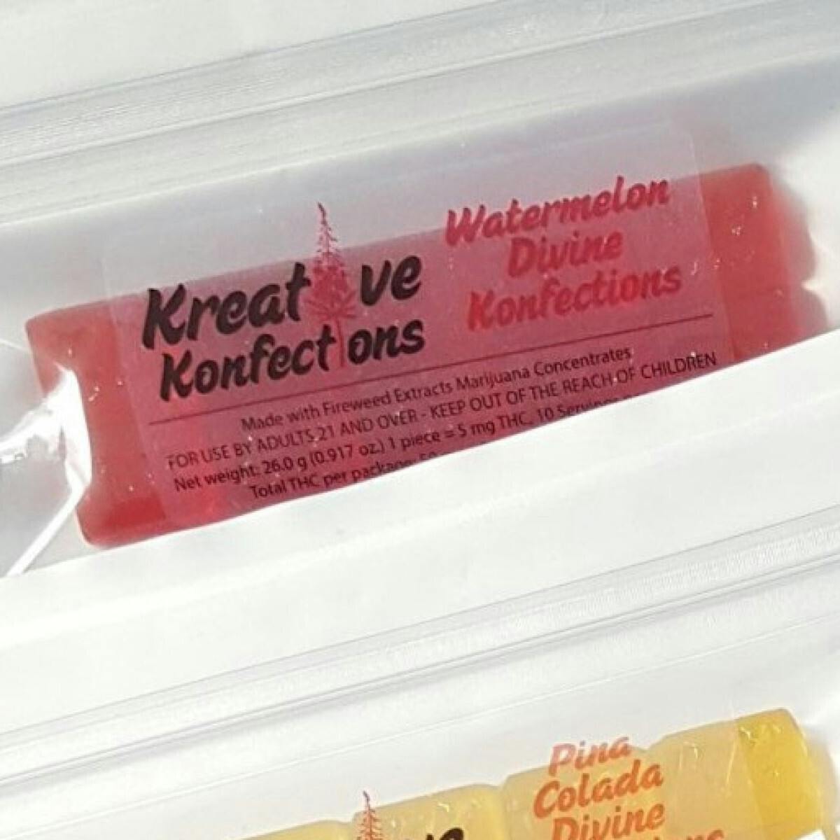 Edible - Candy - Watermelon 100mg Divine Hard Candy by Kreative Konfections - 1:1 THC|CBD - Hybri...