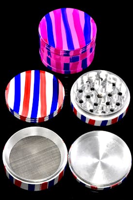 Gear - $14.99 - 63mm 4 Part Multicolor Painted Stripe Aluminum Grinder