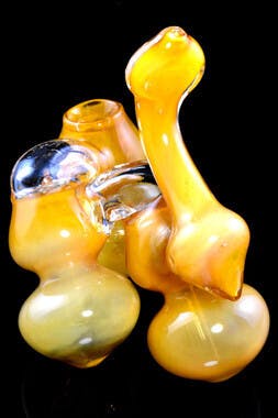 Gear - $74.99 - 7" Large Gold Fumed Triple Chamber Sherlock Glass Bubbler