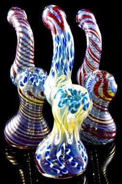 Gear - $16.99 - 6.5" Medium Color Changing Multicolor Striped Glass Sherlock Bubbler