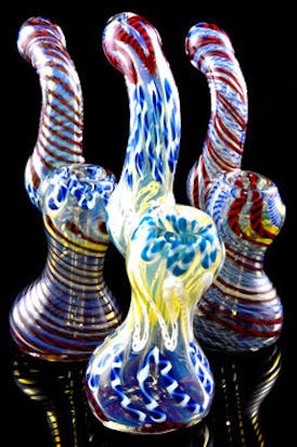 Gear - $16.99 - 6.5" Medium Color Changing Multicolor Striped Glass Sherlock Bubbler