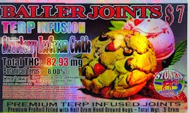 Pre-Roll - Terp Infused - Strawberry Ice Cream Cookie Baller Joint .5g by Red Run 65.30mg - Terps...
