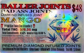 Pre-Roll - Infused - Mango Diamond Baller Joint 1.5g by Red Run - 578.36mg - Terps 8% - Hybrid - ...