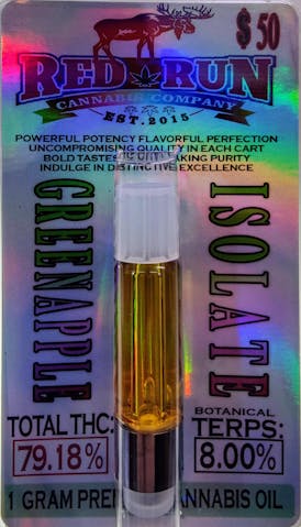 Cartridge - Isolate - Green Apple .5g by Red Run 79.18% - Terps 8.00% - Hybrid - 7713