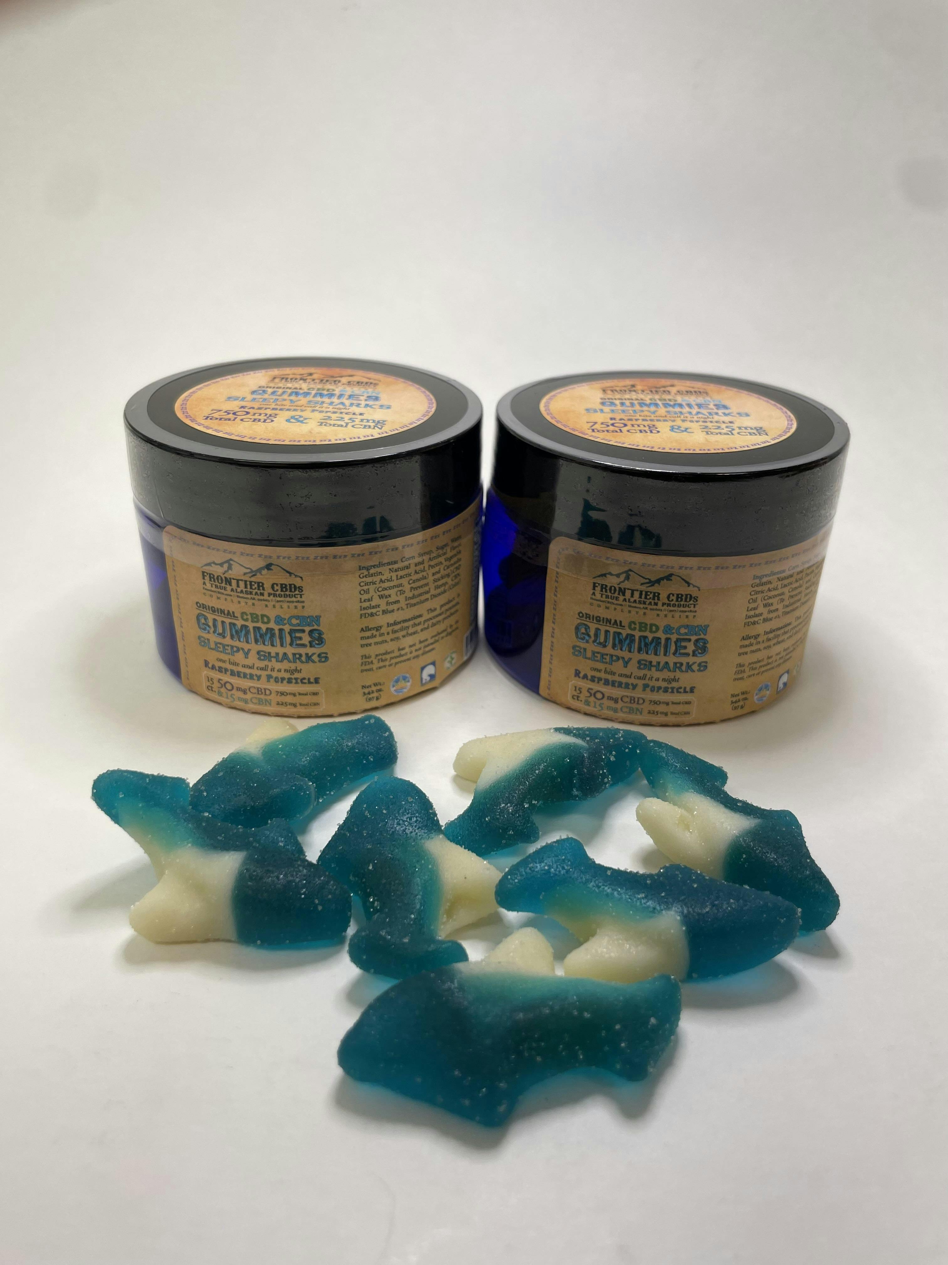 CBD - Edible - 5pc Sleepy Gummy Shark 50mg CBD (250mg) - 15mg Melatonin (75mg) - by Frontier CBDs