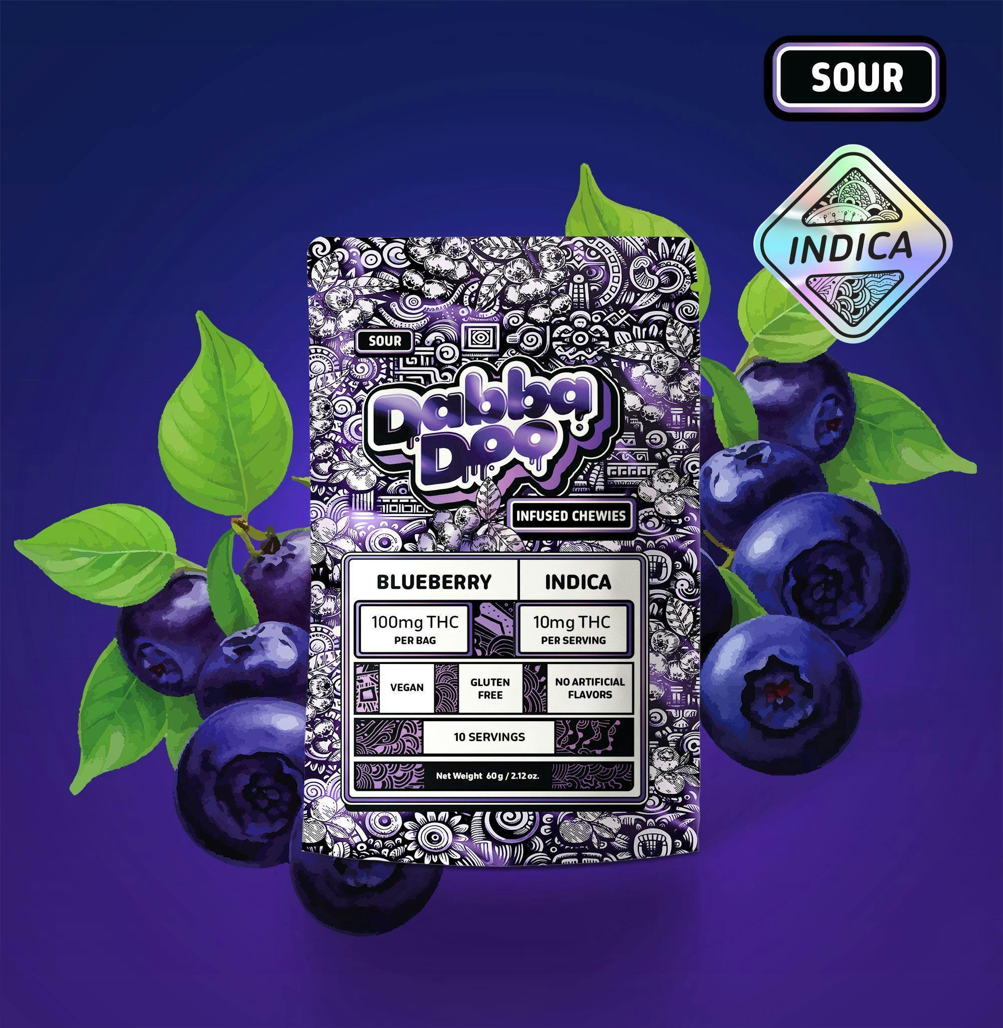 Edible - Gummies - Sour Blueberry 100mg by Dabba Doo - Sativa - 6425