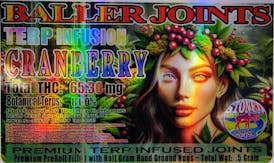 Pre-Roll - Terp Infused - Cranberry Baller Joint .5g by Red Run 65.30mg - Terps 8% - Hybrid - 2728