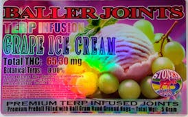 Pre-Roll - Terp Infused - Grape Ice Cream Joint .5g by Red Run 65.30mg - Terps 8% - Hybrid - 9174