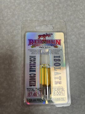 Cartridge - Isolate - Icecream Cookie 1g by Red Run 87.46% - Terps 8.00% - Hybrid - 9134