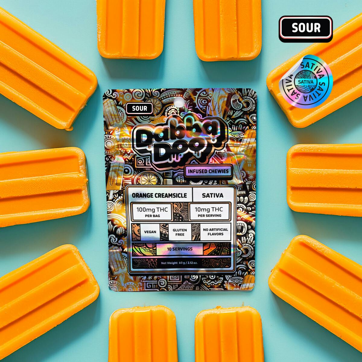 Edible - Gummies - Sour Orange Creamsicle 100mg by Dabba Doo - Sativa - 0957