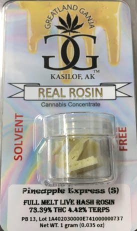 Concentrate - Hash Rosin - Pineapple Express 1g by Greatland Ganja 73.39% Terps 4.42% - Sativa - ...