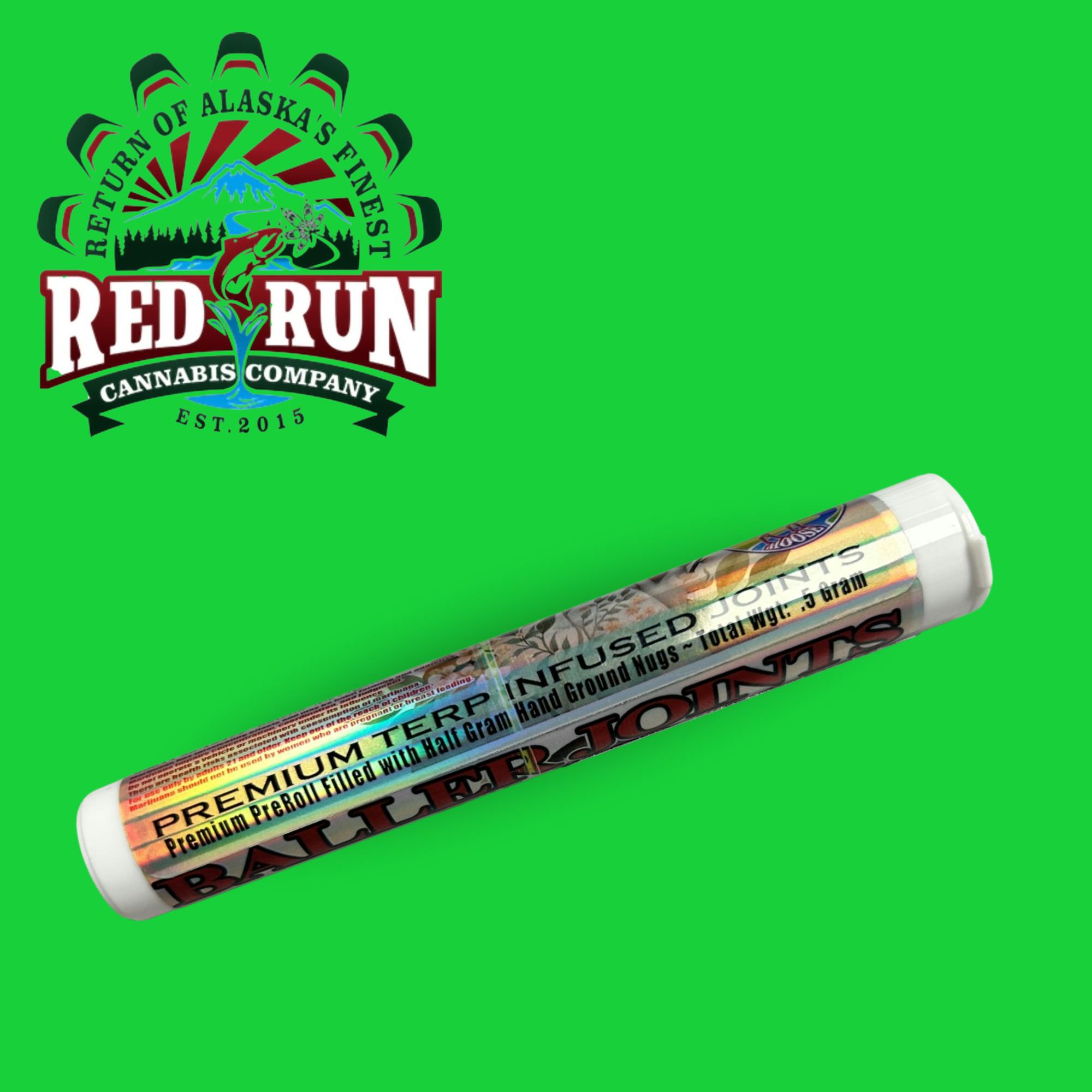 Pre-Roll - Terp Infused - Cherry Pie Baller Joint .5g by Red Run 74.68mg - Terps 8% - Hybrid - 3858