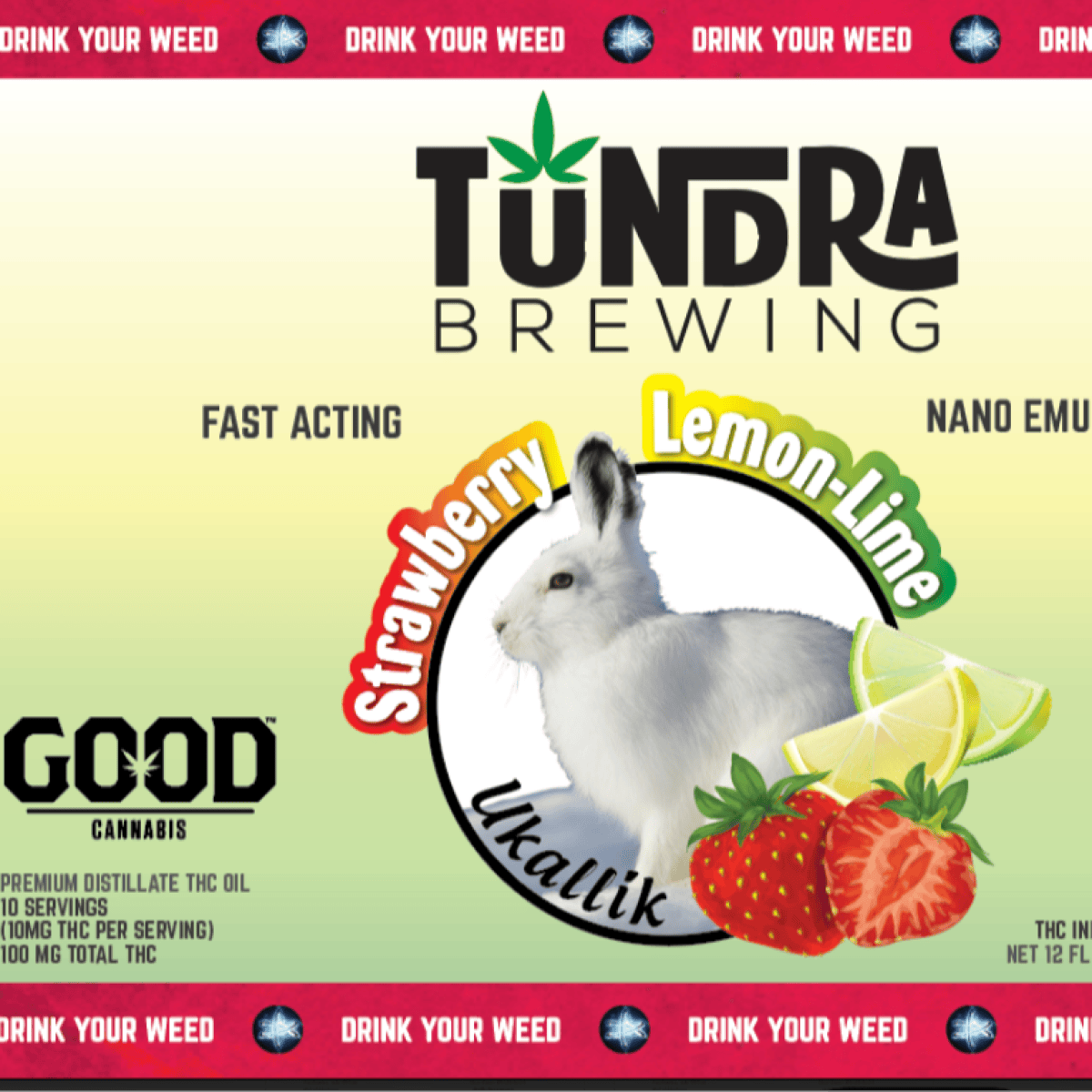 Edible - Drink - Strawberry Lemon Lime Nano Emulsified Spritzer 100mg by Tundra Brewing - Hybrid ...