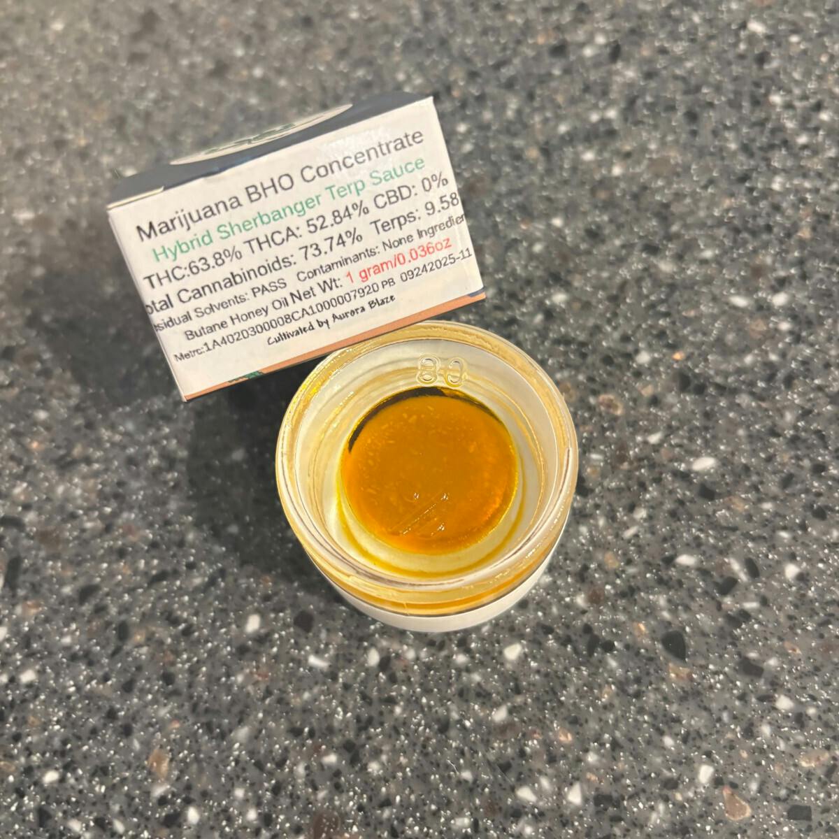 Concentrate - Terp Sauce - Sherbanger 1g by Cosmic Seaweed 63.80% - Terps 9.58% - Hybrid - 8196