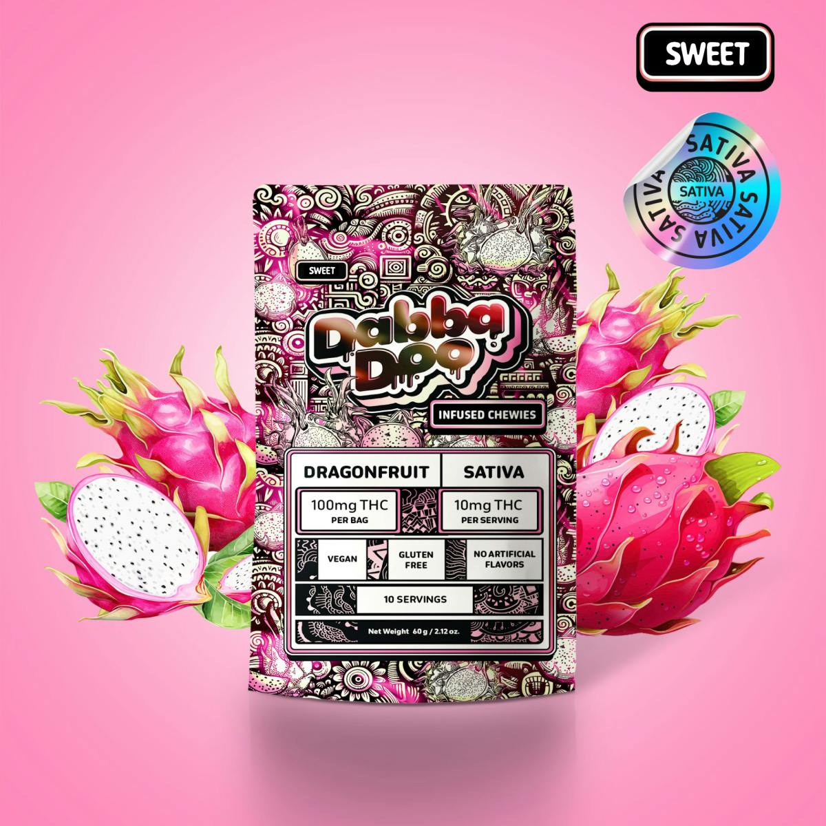 Edible - Gummies - Sweet Dragonfruit 100mg by Dabba Doo - Sativa - 0949