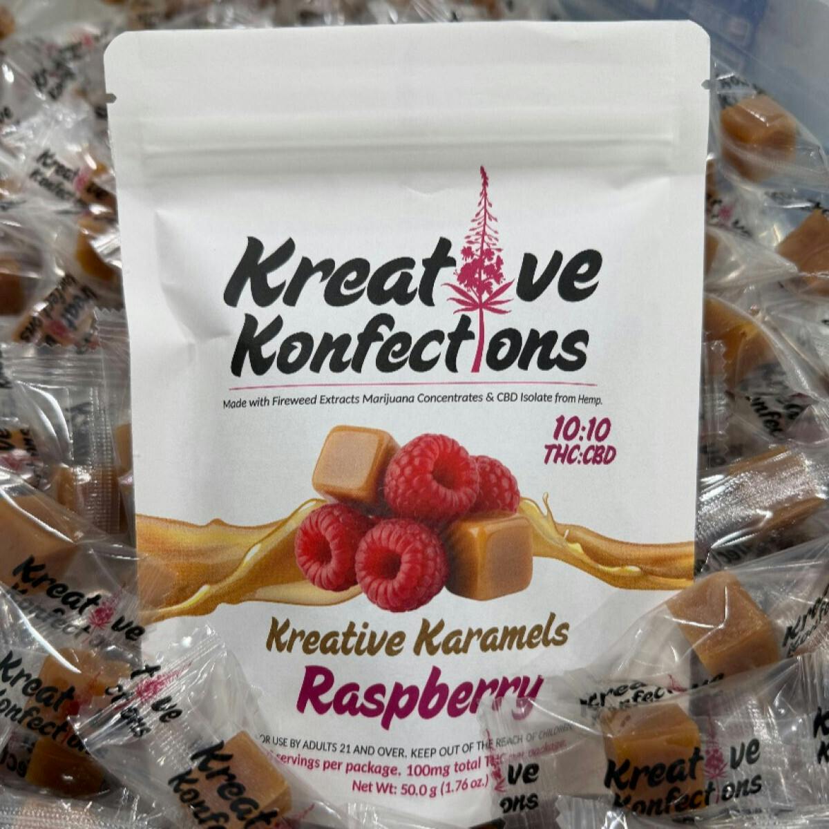 Edible - Candy - Raspberry Karamels 100mg Heavenly Soft Chews 10pk by Kreative Konfections - 1:1 ...