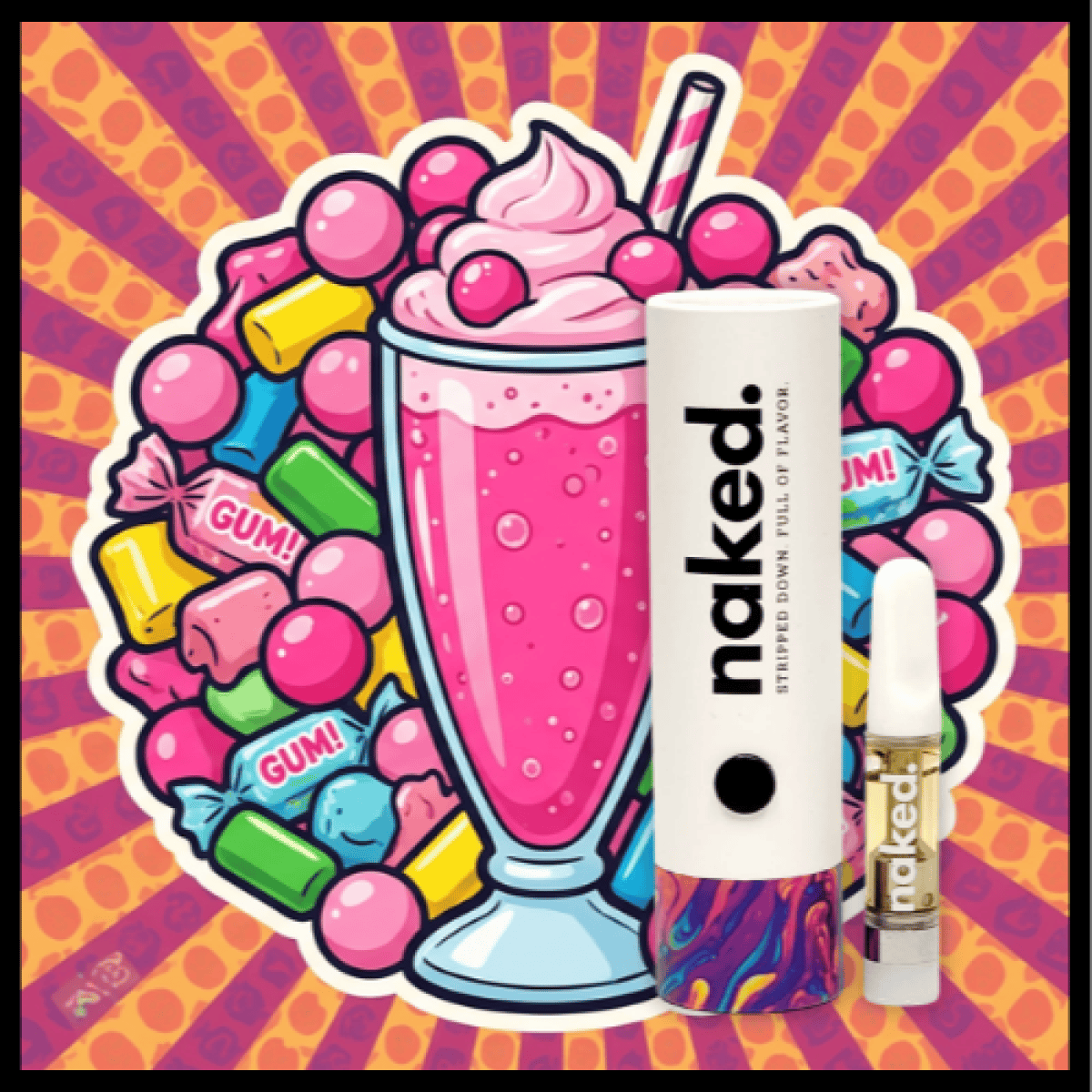 Cartridge - Hubba Bubba Punch .5g by Naked 84.72% - Terps 1.33% - Hybrid - 3129