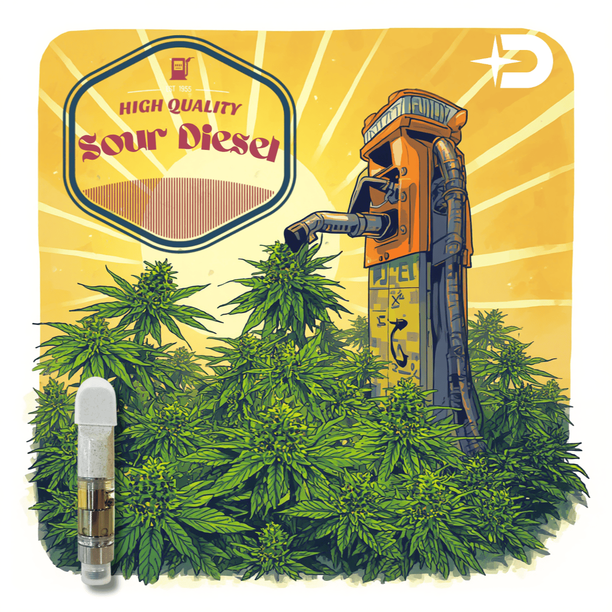 Cartridge - Sour Diesel .5g by Dank Star 84.51% - Terps 3.38% - Sativa - 4418