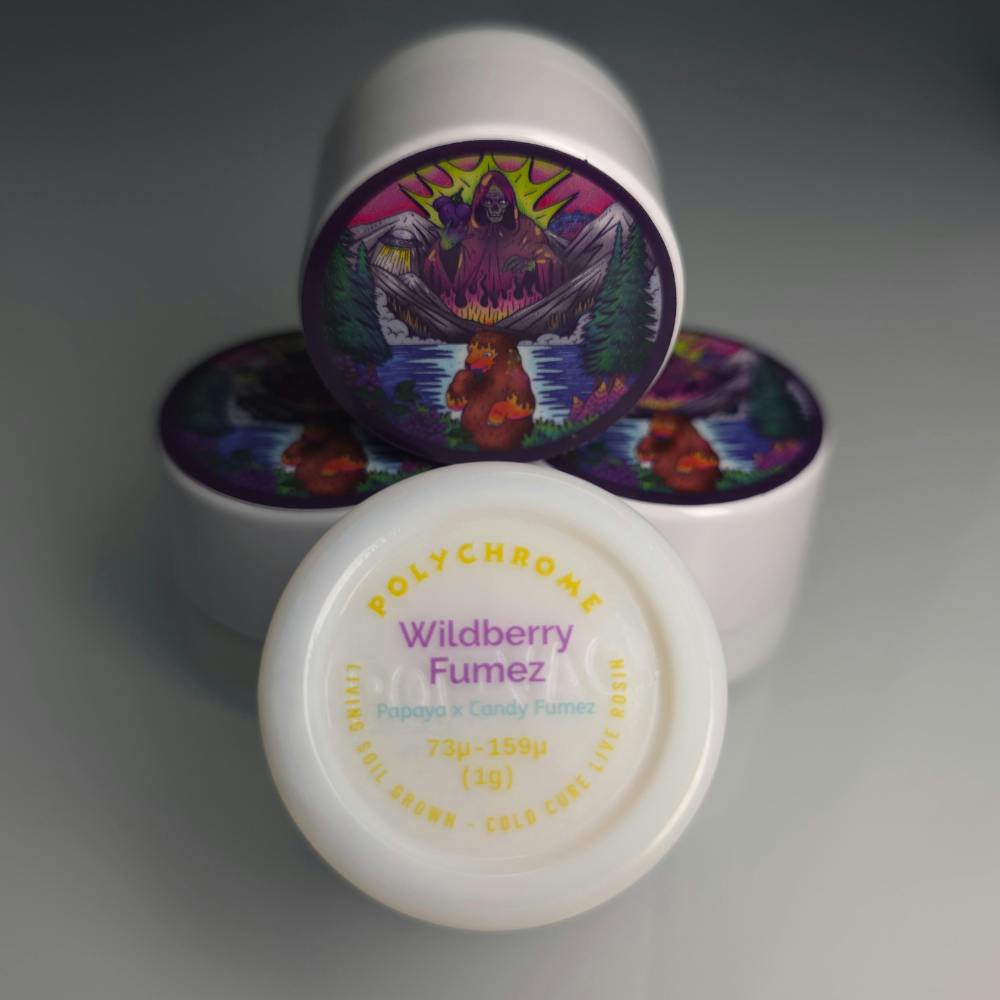Concentrate - Live Rosin - Wildberry Fumez 1g by Polychrome Grass 68.94% -Terps 8.01% - Hybrid - ...