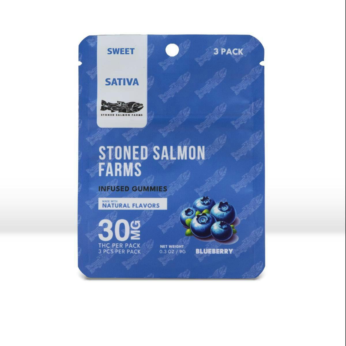 Edible - Gummies - Sweet Blueberry 30mg by Stoned Salmon Farms - Indica - 0965