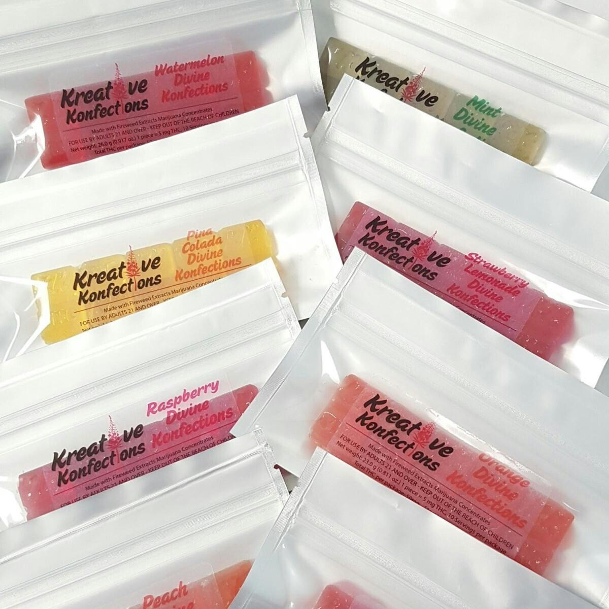 Edible - Candy - Raspberry 100mg Divine Hard Candy by Kreative Konfections - 1:1 THC|CBD - Indica...