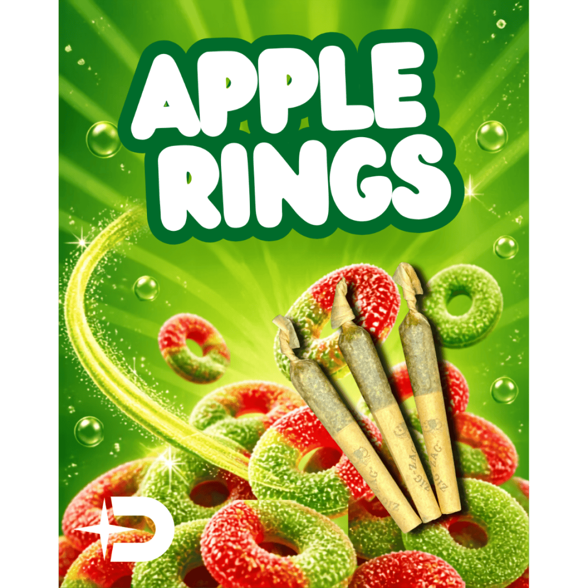 Pre-Roll Pack - Distillate Infused - Apple Rings 10x .35g (3.5g) Dissy Darts by Dank Star 1,051.9...